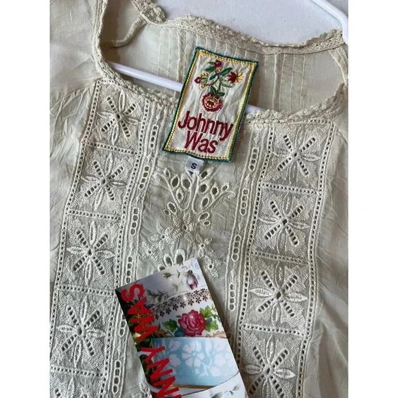 Johnny Was Blouse Tunic Embroidered Womens Size S Lace Boho - Picture 9 of 10